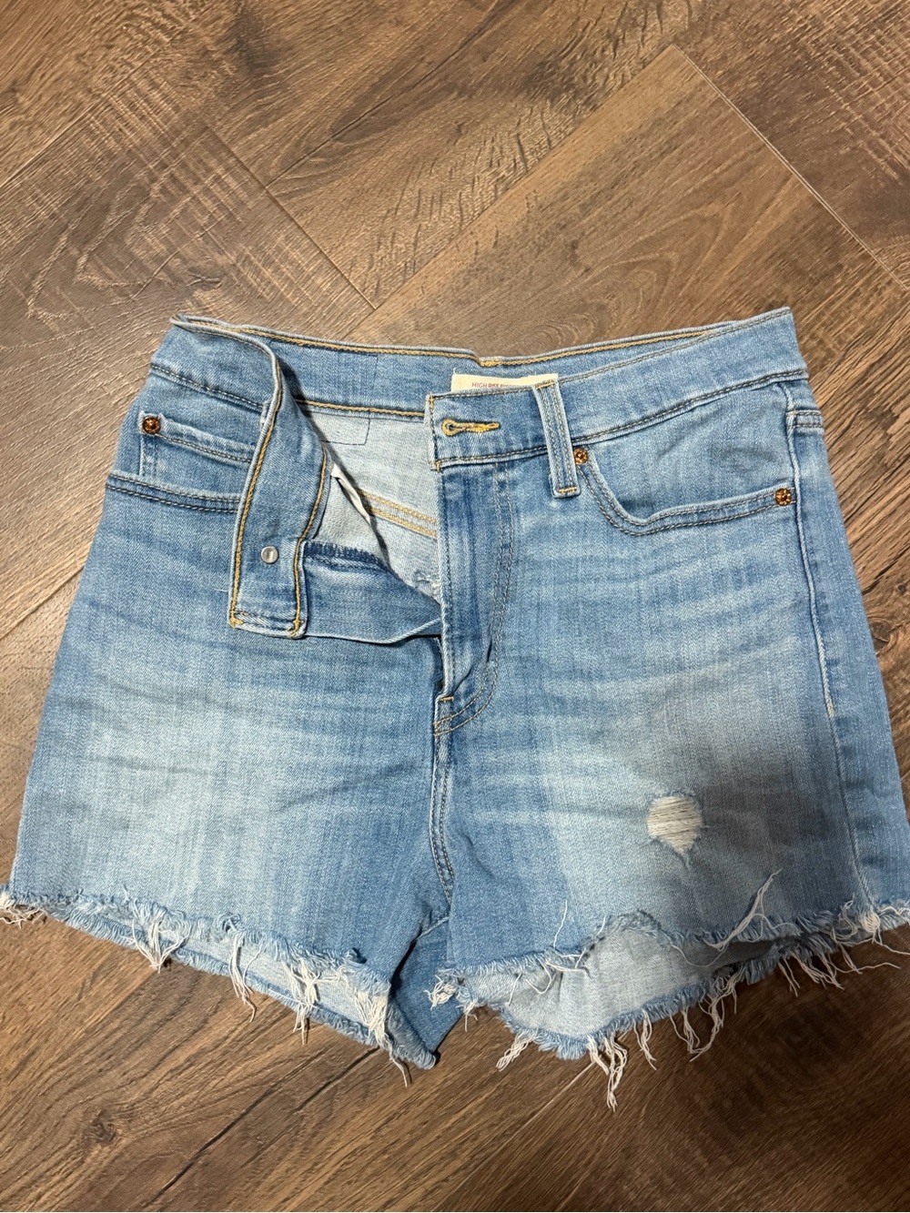 Levi's Light Blue Distressed Denim Cutoff Shorts